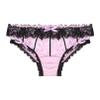 FEESHOW Men's Shiny Satin Lace Ruffle Underwear Bikini Briefs Sissy Crossdress Panties Pink Medium view 3