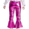 Oyolan Girls Ballroom Dance Pants Metallic Flare High Waisted Bell Bottom Legging Pants Jazz Hip Hop Dance Trousers Hot Pink 6 Years view 2