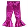 Oyolan Girls Ballroom Dance Pants Metallic Flare High Waisted Bell Bottom Legging Pants Jazz Hip Hop Dance Trousers Hot Pink 6 Years view 4