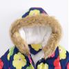 IBTOM CASTLE Boys Girls Winter Coat Fur Collar Hooded Toddler Winter Warm Coat Outwear Floral Print Hoodie Long Sleeve Padded Fleece Windproof Parka Overcoat Cotton Jacket for Kids Colorful 4-5 Years view 3