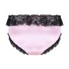 FEESHOW Men's Shiny Satin Lace Ruffle Underwear Bikini Briefs Sissy Crossdress Panties Pink XX-Large view 2
