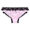 FEESHOW Men's Shiny Satin Lace Ruffle Underwear Bikini Briefs Sissy Crossdress Panties Pink XX-Large view 4