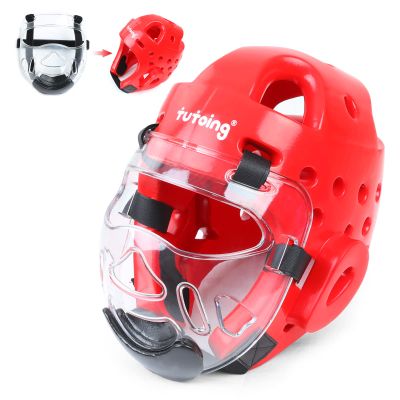 Tutoing Kids Adults Taekwondo Helmet Karate Headgear with Removable PC Face Shield Eva High-Density Foam Multiple Vents for Sparring Grappling Muay Thai Kickboxing MMA Karate Taekwondo Training