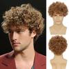 Beweig Mens Short Curly Light Brown Wig with Bang Synthetic Cosplay Halloween Costume Party Natural Hair Wig view 1