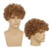 Beweig Mens Short Curly Light Brown Wig with Bang Synthetic Cosplay Halloween Costume Party Natural Hair Wig view 2