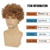 Beweig Mens Short Curly Light Brown Wig with Bang Synthetic Cosplay Halloween Costume Party Natural Hair Wig view 3