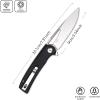 Sitivien ST126 Folding Knife,D2 Satin Blade+G10 Handles,Liner Lock,Deep Carry Pocket Clip for Outdoor and EDC(Black) view 2