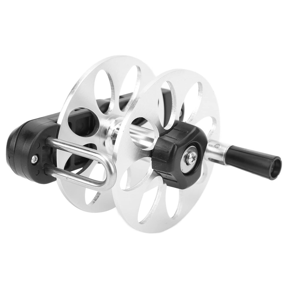 Xirfuni Spear Reel, Speargun Reel Aluminum Alloy Material Foldable Handle Adjustable Tightness for Fishing