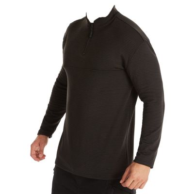 Kaxiya2021 Men's Lapel T-Shirt Casual Solid Color Striped Zipper Bottoming Shirt Long-Sleeved Warm Outdoor Sports Cycling Shirt (Black,Large)
