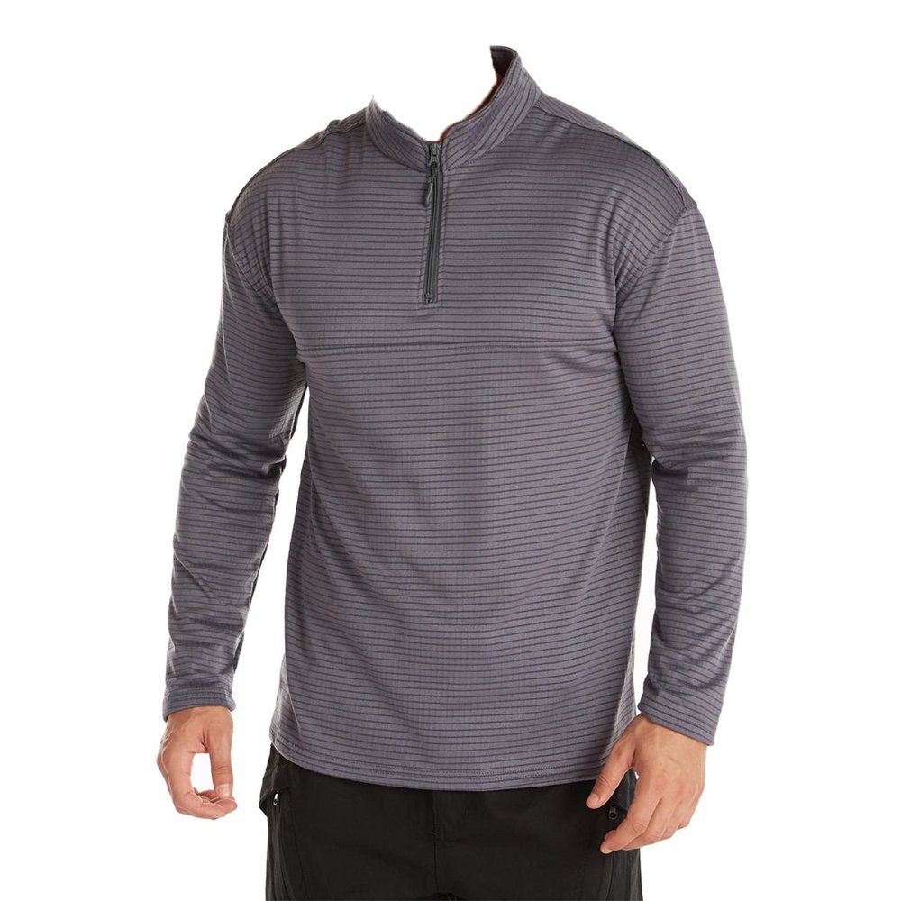 Kaxiya2021 Men's Lapel T-Shirt Casual Solid Color Striped Zipper Bottoming Shirt Long-Sleeved Warm Outdoor Sports Cycling Shirt (Grey,Medium)