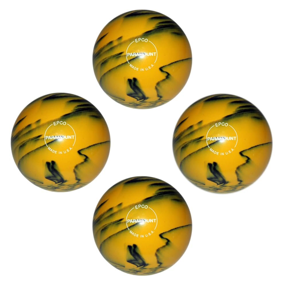 BuyBocceBalls - EPCO Candlepin Bowling Balls - Marbleized Glow -Yellow & Black (4 1/2 inch- 2lbs. 6oz.) - 4 Balls - Made in USA