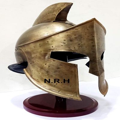 Halloween Medieval Armour King Leonidas Greek Spartan 300 Roman Helmet with Wooden Stand