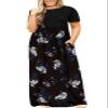 5X Dresses for Plus Size Women Maxi Short Sleeve Printed Empire Waist Beach Summer Dress Black Purple view 1