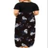 5X Dresses for Plus Size Women Maxi Short Sleeve Printed Empire Waist Beach Summer Dress Black Purple view 2