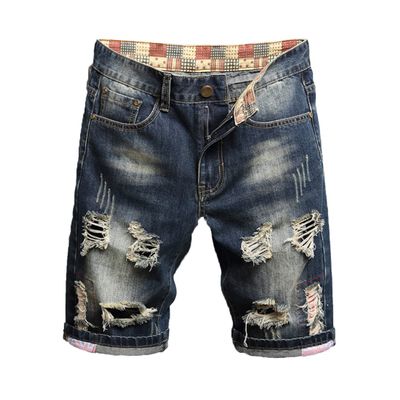 HZCX FASHION Men's Vintage Slim Fit Distressed Denim Shorts Cut-Off Jean Short(786 Blue,38)