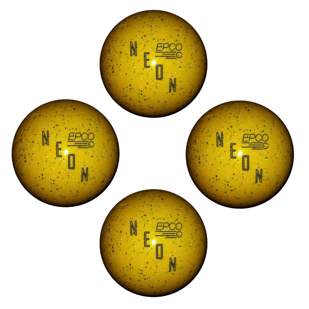 BuyBocceBalls - EPCO Candlepin Bowling Balls - Neon Speckled - Yellow (4 1/2 inch- 2lbs. 6oz.) - 4 Balls - Made in USA