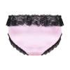 Moily Men's Satin Shiny Lace Trim Bowknot Bikini Briefs Panties Sissy Crossdressing Underwear Pink Large view 2