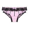 Moily Men's Satin Shiny Lace Trim Bowknot Bikini Briefs Panties Sissy Crossdressing Underwear Pink Large view 3