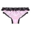 Moily Men's Satin Shiny Lace Trim Bowknot Bikini Briefs Panties Sissy Crossdressing Underwear Pink Large view 4