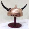 Nautical Replica Hub Copper Viking with Horns Medieval King Armor Helmet Costume Halloween Helmet With Wooden Stand view 1