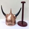 Nautical Replica Hub Copper Viking with Horns Medieval King Armor Helmet Costume Halloween Helmet With Wooden Stand view 2