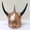 Nautical Replica Hub Copper Viking with Horns Medieval King Armor Helmet Costume Halloween Helmet With Wooden Stand view 3