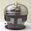 Medieval Barbuta Visored Brushed Steel Knights Templar Crusaders Armour Helmet | Halloween Costume Props Silver Finish with Wooden Stand view 2