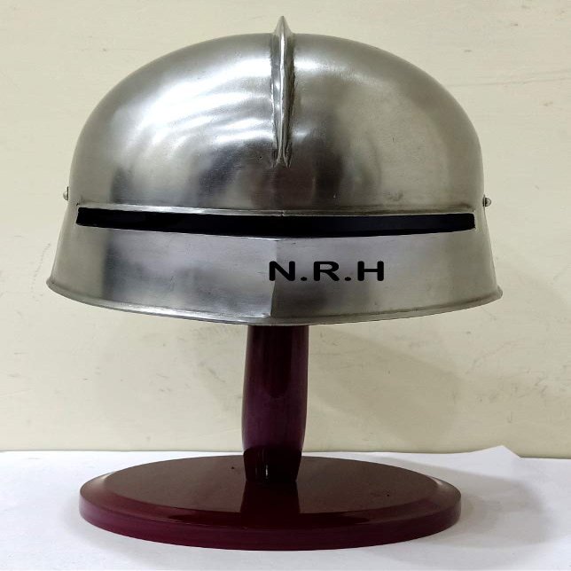 Nautical Replica Hub Medieval German Sallet Halloween Helmet - Gothic Close Helmet Re-enactment Costume Spartan With wooden stand