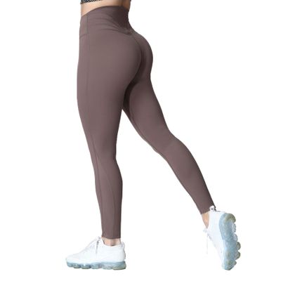 Aoxjox High Waisted Workout Leggings for Women Trinity Yoga Pants 26.5" (Fudge Coffee, Large)