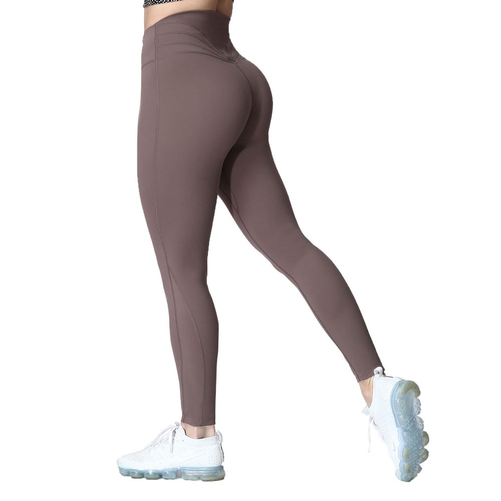 Aoxjox High Waisted Workout Leggings for Women Trinity Yoga Pants 26.5" (Fudge Coffee, Large)