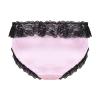 Alvivi Men's Low Waist Ruffled Lace Satin Bikini Briefs Underwear Sissy Crossdressing Pajamas Pink Medium view 2
