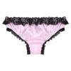 Alvivi Men's Low Waist Ruffled Lace Satin Bikini Briefs Underwear Sissy Crossdressing Pajamas Pink Medium view 4