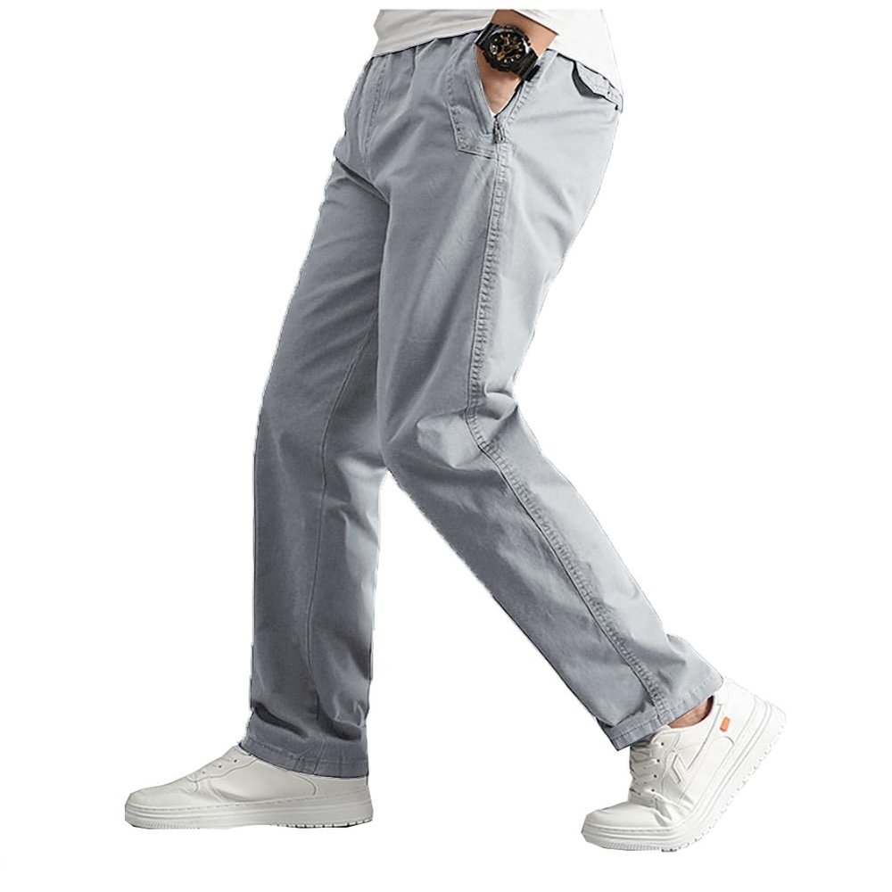 WZIKAI Mens Cargo Pants,Elastic Waist Sweatpants for Men Casual Long Trousers Light Jogger Pants Light Gray 2XL