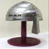 Medieval Mens Norman Helmet One Size Fits Most Silver Halloween Armor Helmet with Wooden Stand view 1