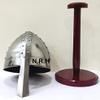 Medieval Mens Norman Helmet One Size Fits Most Silver Halloween Armor Helmet with Wooden Stand view 2