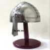 Medieval Mens Norman Helmet One Size Fits Most Silver Halloween Armor Helmet with Wooden Stand view 4