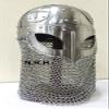 Viking Helmet Battle Armor 18G Steel and Chain Mail Armor Halloween Helmet with Wooden Stand view 1