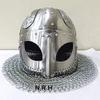 Viking Helmet Battle Armor 18G Steel and Chain Mail Armor Halloween Helmet with Wooden Stand view 4