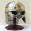 Medieval Norman Viking Armor Helmet Silver Helmet Spectacle Armour Helmet W/Wooden Stand Brass Design view 1