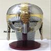 Medieval Norman Viking Armor Helmet Silver Helmet Spectacle Armour Helmet W/Wooden Stand Brass Design view 2