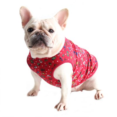 Dog Clothes, Dog Shirt Christmas Pajamas Cotton Vest T-Shirt Soft Cat Apparel Outfit Costume for Cats Puppy Small Medium Dogs (L:Red)