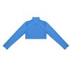 Moggemol Kids Girls Long Sleeve Mock Neck Athletic Crop Tops Yoga Gymnastics Ballet Dance Activewear Shirts Blue 12 Years view 4