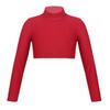 Moggemol Kids Girls Long Sleeve Mock Neck Athletic Crop Tops Yoga Gymnastics Ballet Dance Activewear Shirts Red 12 Years view 1