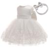 AIMJCHLD Toddler Girls Big Bowknot Dresses Baby Little Girls Lace Embroidery Wedding Party Ball Gown Dress 5T 6T (White,120) view 1