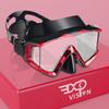 Adult Pano 3 Window Scuba Diving Mask, Tempered Glass Snorkel Mask Anti-Fog Swim Mask No Leakage Swim Goggles with Nose Cover Snorkeling Gear for Snorkeling, Freediving, Swimming (Crystal Red) view 1