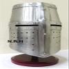 Medieval Helmet | Barbuta Crusader Knight Templar Armour Greek Steel Centurion Helmet | Halloween LARP with Wooden Stand view 1