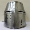 Medieval Helmet | Barbuta Crusader Knight Templar Armour Greek Steel Centurion Helmet | Halloween LARP with Wooden Stand view 2