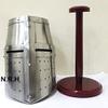 Medieval Helmet | Barbuta Crusader Knight Templar Armour Greek Steel Centurion Helmet | Halloween LARP with Wooden Stand view 3