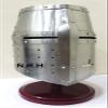 Medieval Silver Crusader Knight Templar Premium Steel Halloween Helmet | Props & Head Wear Larpers Helmet with Wooden Stand view 4