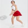 baleaf Women's Pleated Tennis Skirts High Waisted Lightweight Athletic Golf Skorts Skirts with Shorts Pockets Red XX-Large view 3